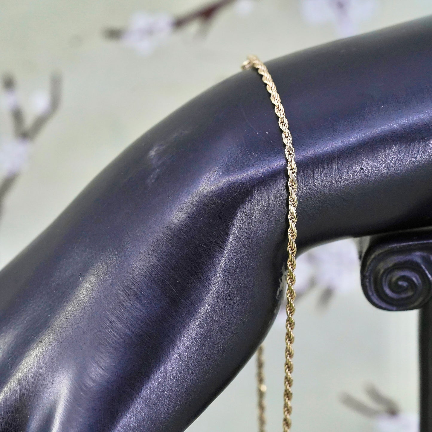 9+1”, vermeil yellow gold sterling silver bracelet, Italy 925 rope ankle anklet