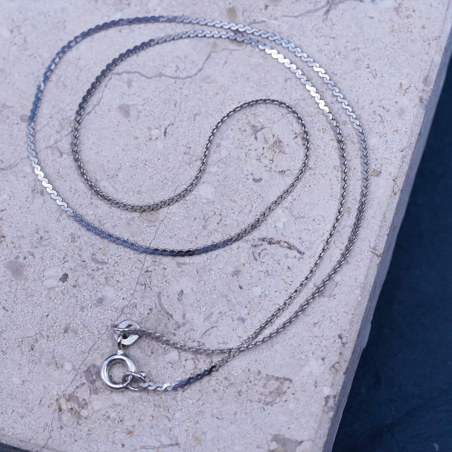 16", 1mm, vintage Sterling silver handmade necklace, 925 s link chain