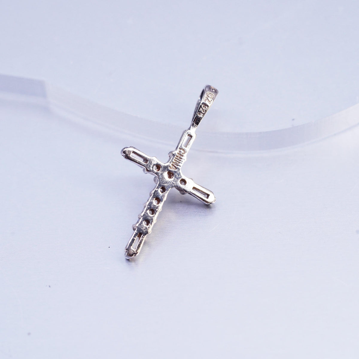 Vermeil Gold Over Sterling Silver 925 CZ Cross Pendant Christian Crucifix Charm