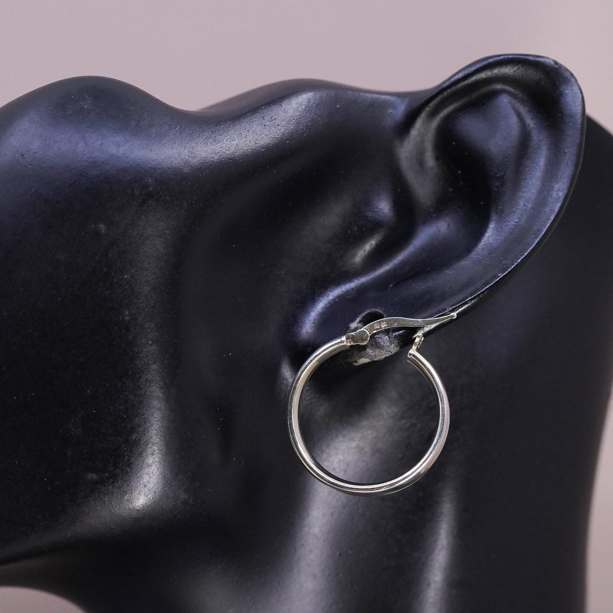 1", vintage two tone Italy Sterling silver handmade earrings, 925 hoops, huggie