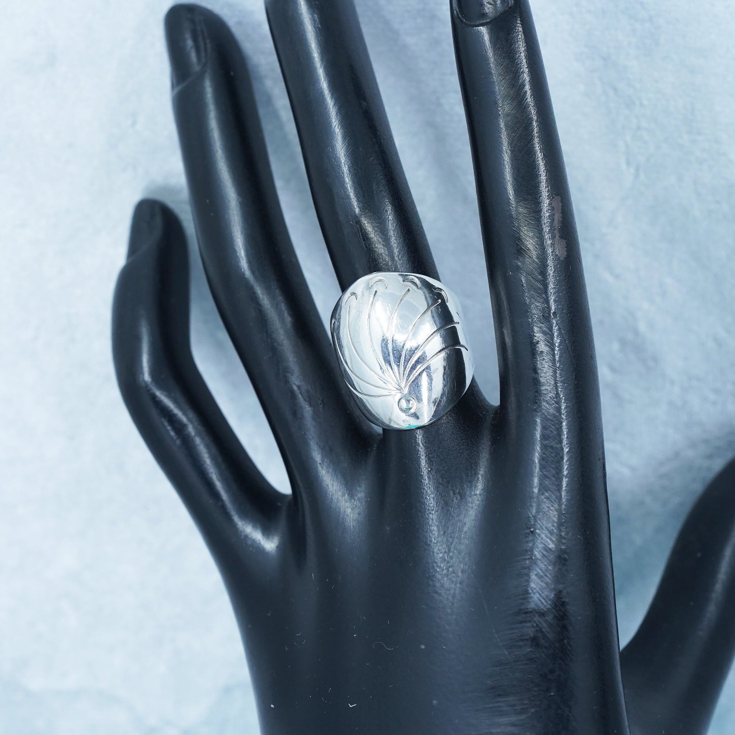 Size 6.5, Native American southwestern Sterling 925 silver ring, wide band