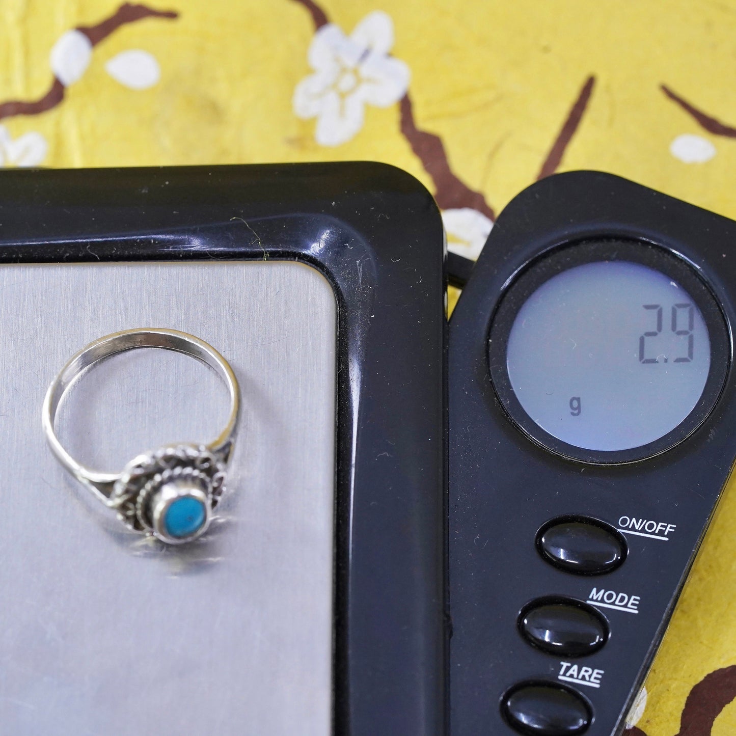 Size 6.5, Sterling 925 silver handmade ring w/ turquoise, southwestern jewelry