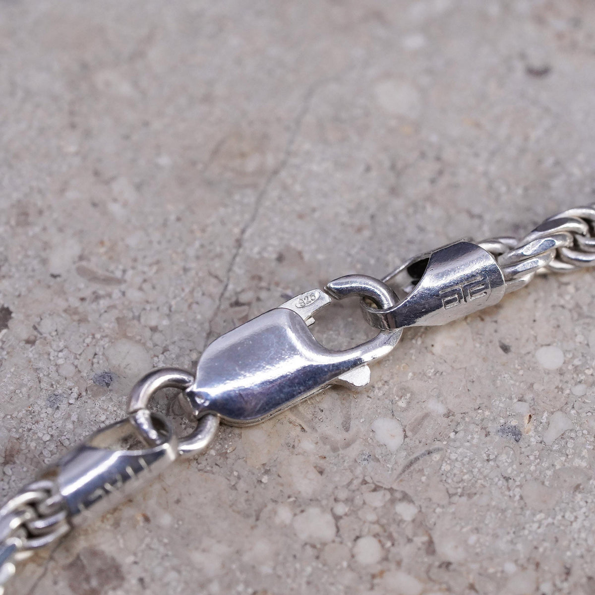 24", vintage Italian OTC Sterling silver necklace, 925 Diamond cut rope chain