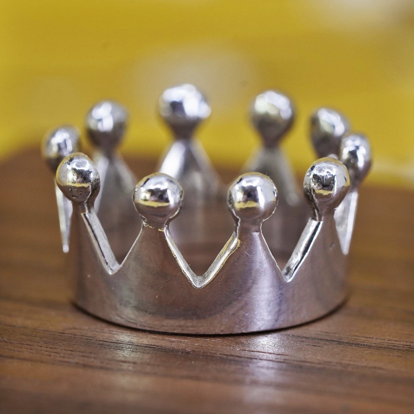 Size 9.5, Vintage Mexican Sterling 925 silver handmade crown Ring