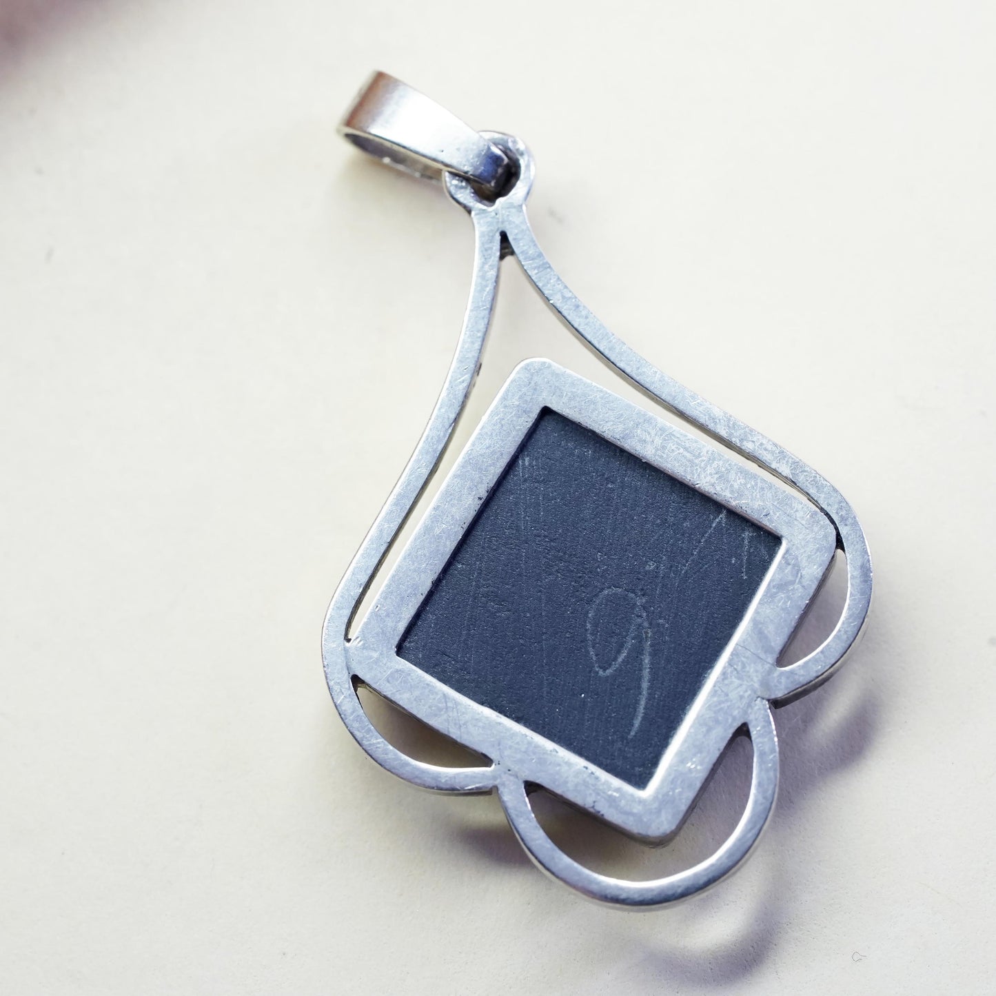 Vintage Sterling 925 Silver Inlay Pendant, Southwestern Mosaic Stone Jewelry