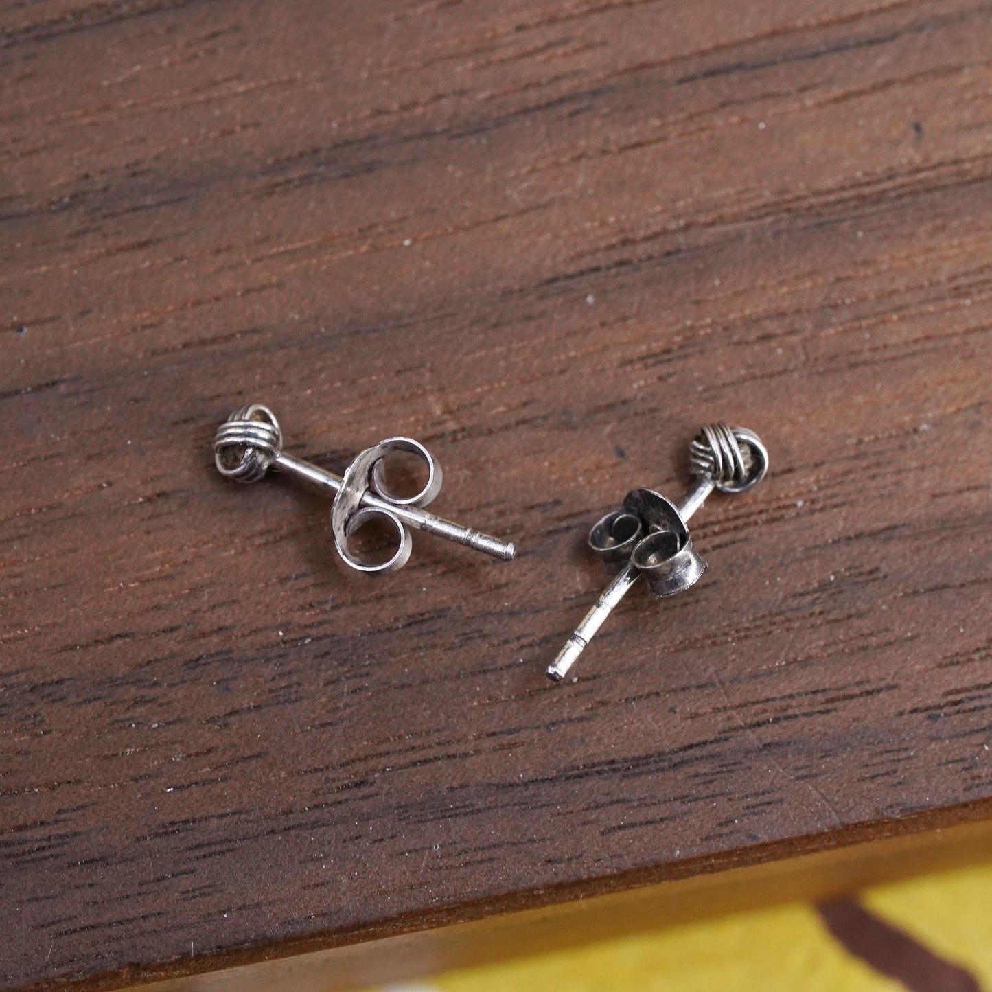 Vintage Sterling silver small entwined beads studs, 925 earrings