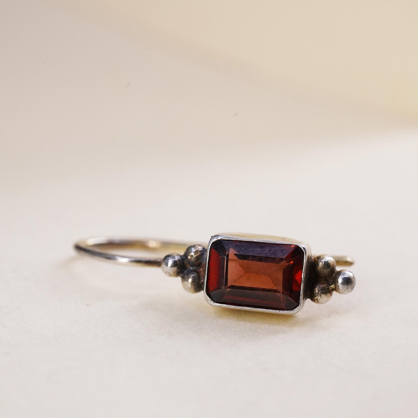 Vintage vermeil gold over Sterling 925 Silver Garnet Dangle single earring