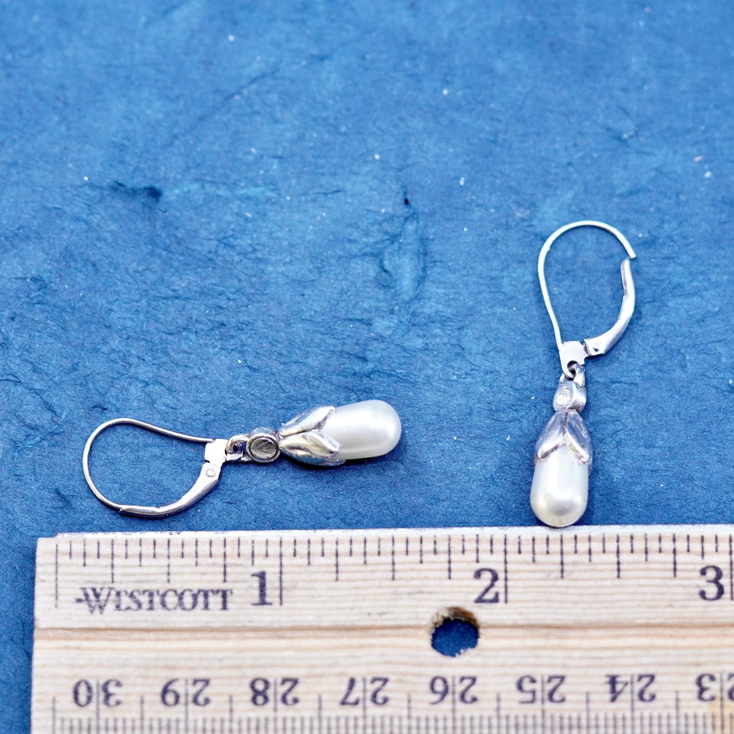Vintage sterling silver handmade earrings, 925 hooks with pearl