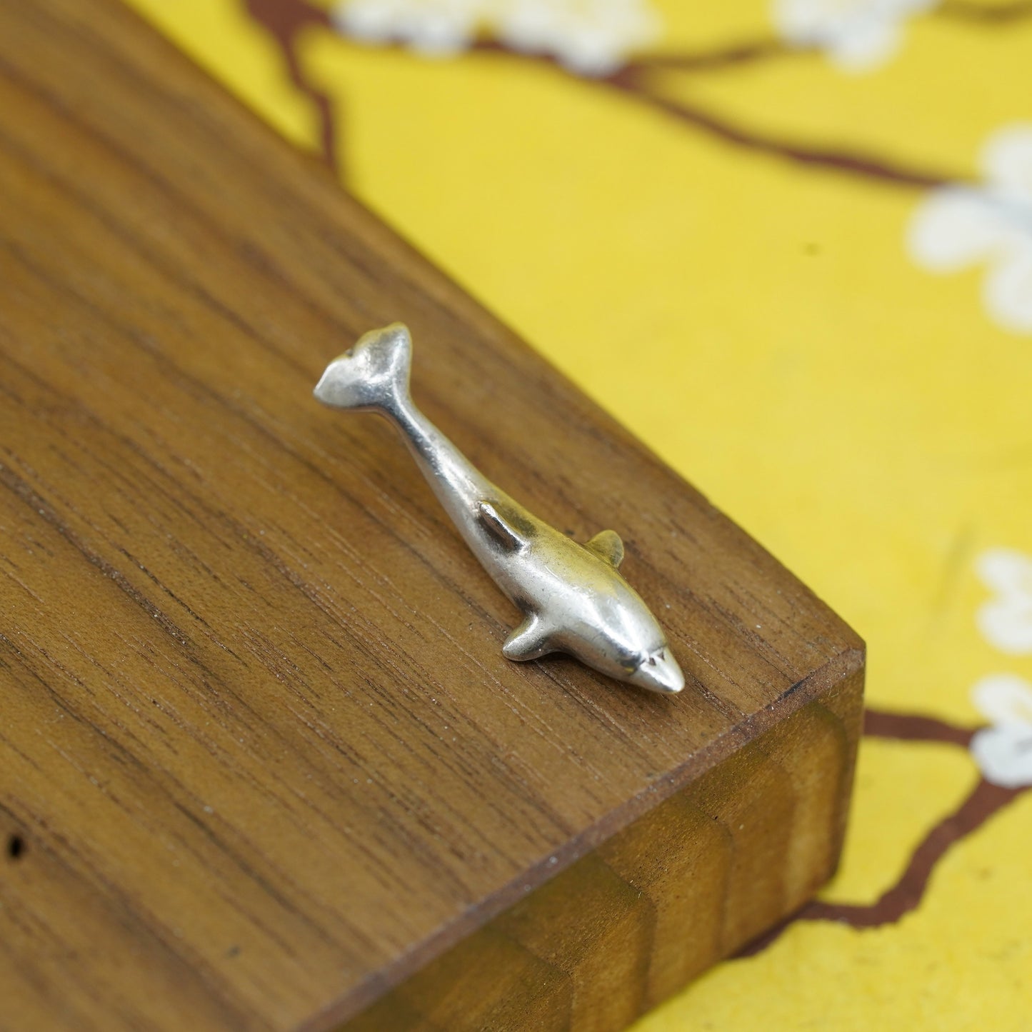 Vintage Sterling silver handmade pendant, 925 dolphin charm