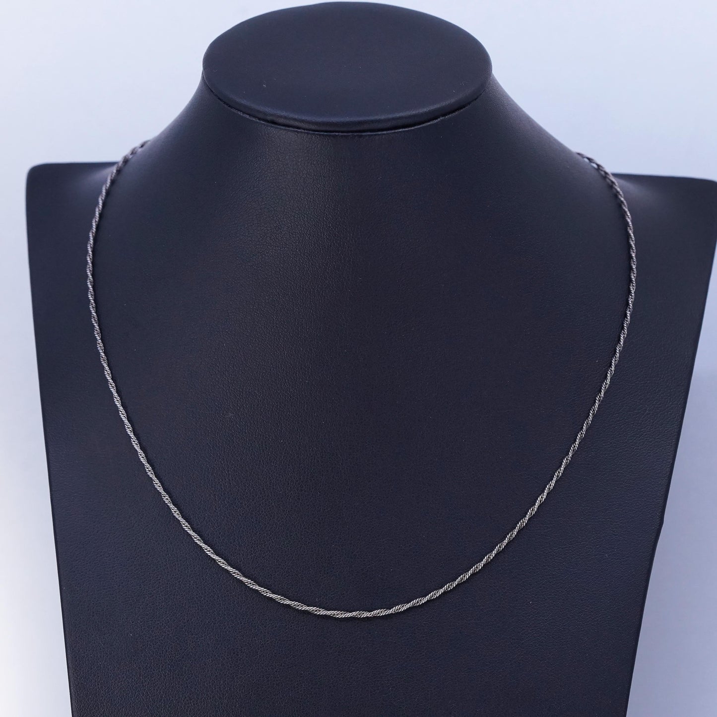 18” 2mm, vintage Italian Sterling 925 silver twisted snake chain necklace