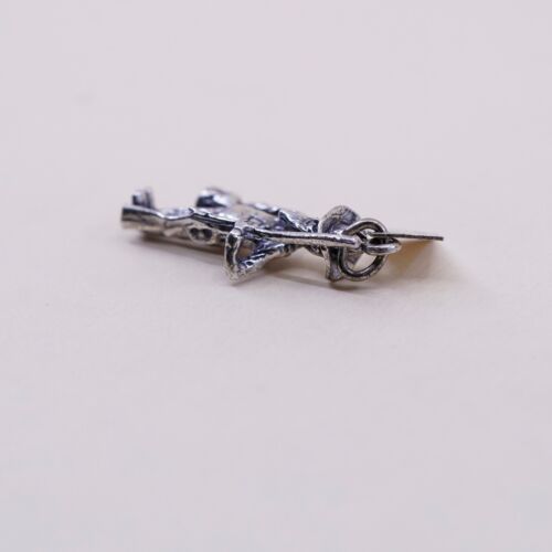 vtg Sterling 925 silver handmade pendant, Missouri farmer Fisherman Charm