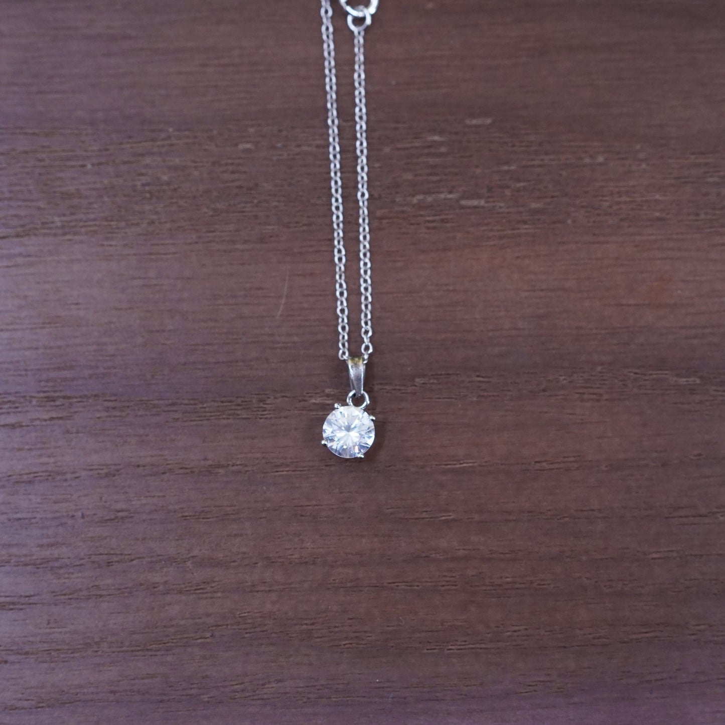 18”, 1mm, vintage Sterling silver necklace, 925 circle chain with Cz pendant
