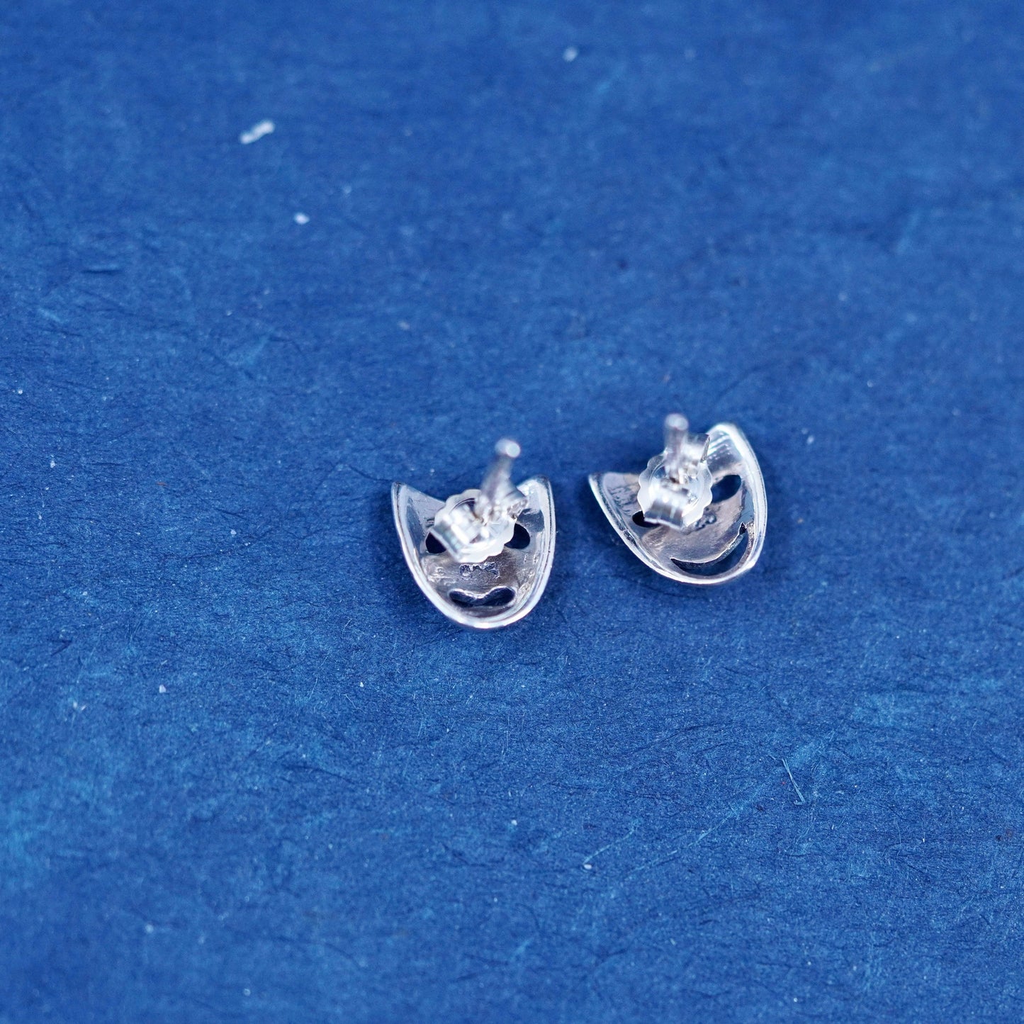 Vintage Sterling silver earrings, 925 happy sad face comedy studs
