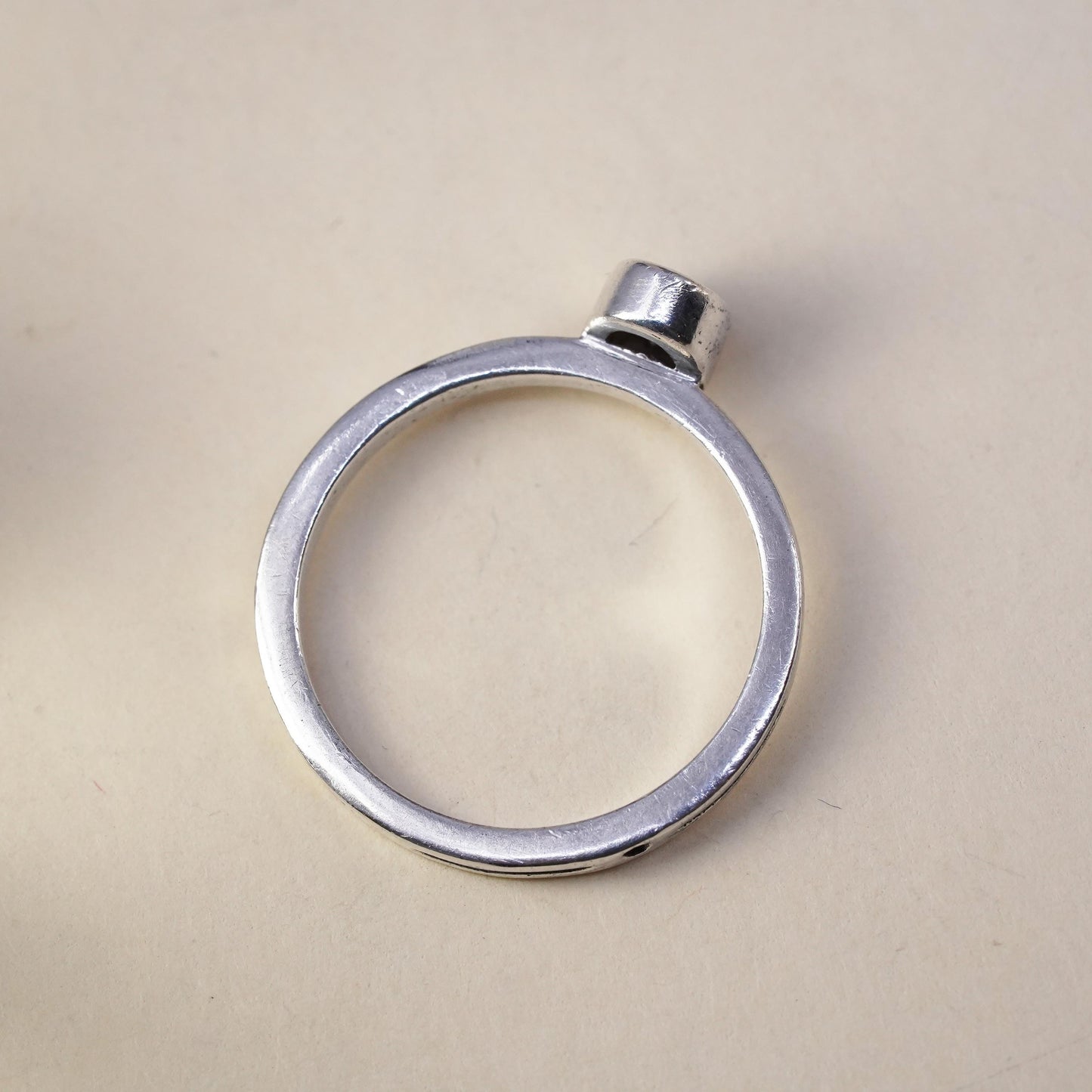 Size 7, vintage stackable Sterling 925 silver handmade ring with amethyst