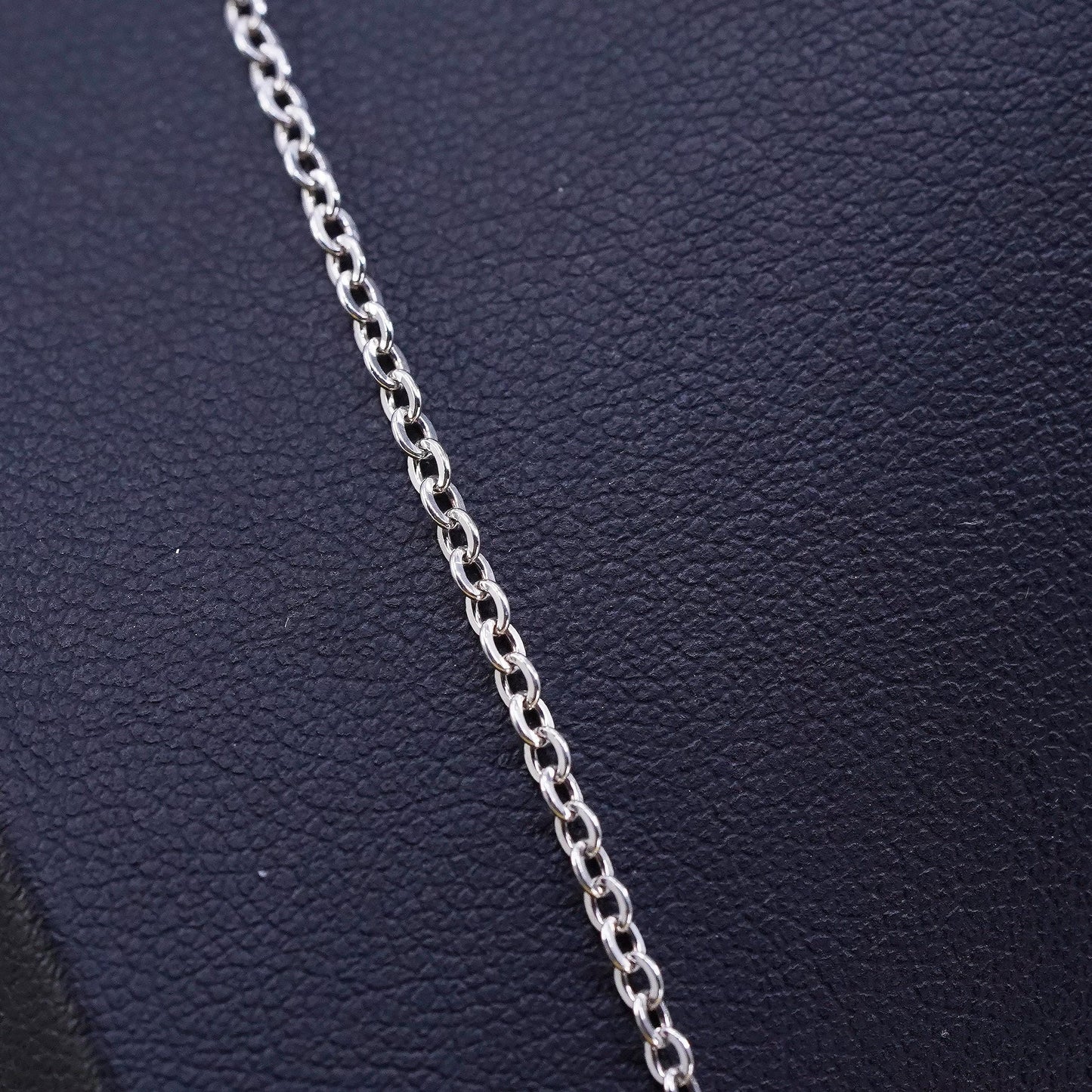 18" 1.6mm, vintage Sterling silver necklace, 925 flatten circle link chain