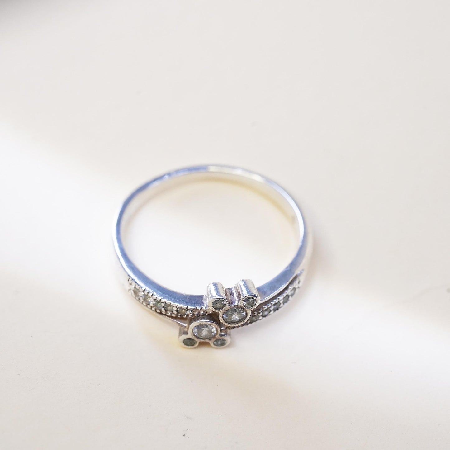 Size 9.25, Disney sterling 925 silver Mickey Mouse band ring with cluster CZ