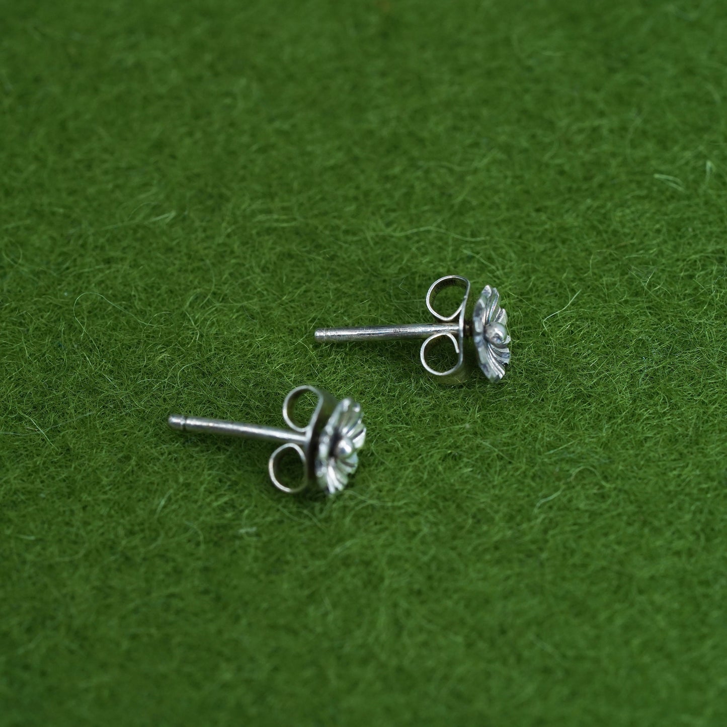 Vintage Sterling silver handmade earrings, 925 flower studs