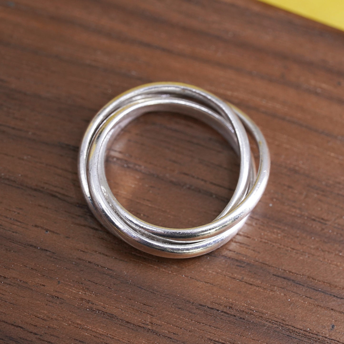 size 8, vintage Sterling silver handmade ring, 925 entwined band