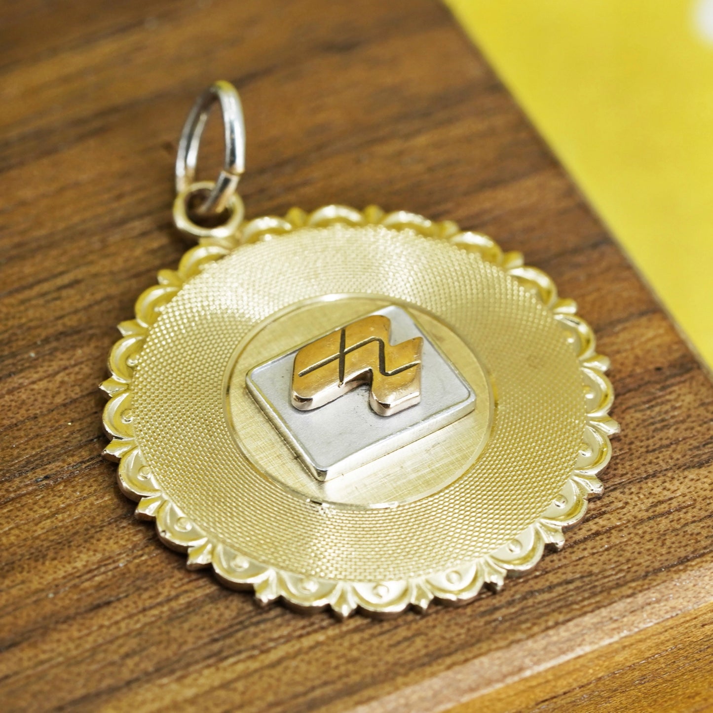 vintage 1/20 12K gold filled handmade charm, tag pendant