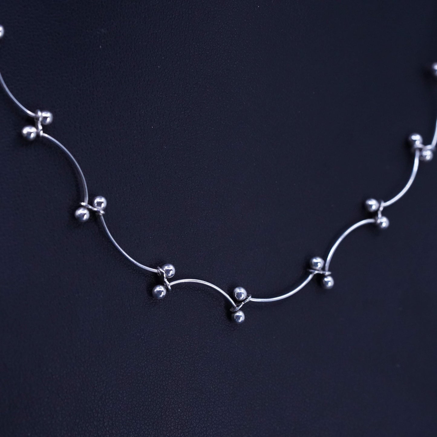 16+2", vintage Sterling silver handmade necklace, 925 dna bone bead chain