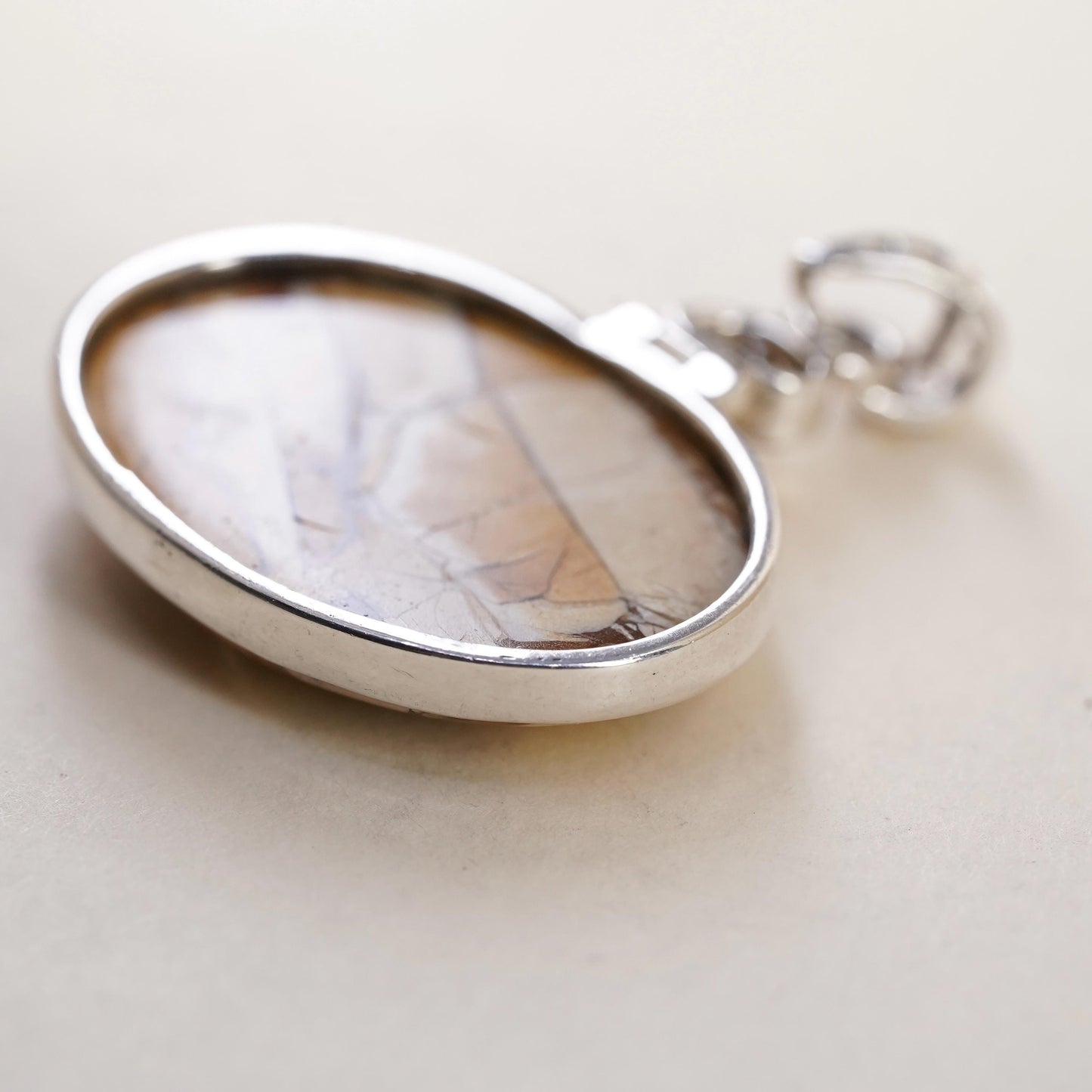 Vintage sterling 925 silver handmade pendant with Noreena Jasper and citrine