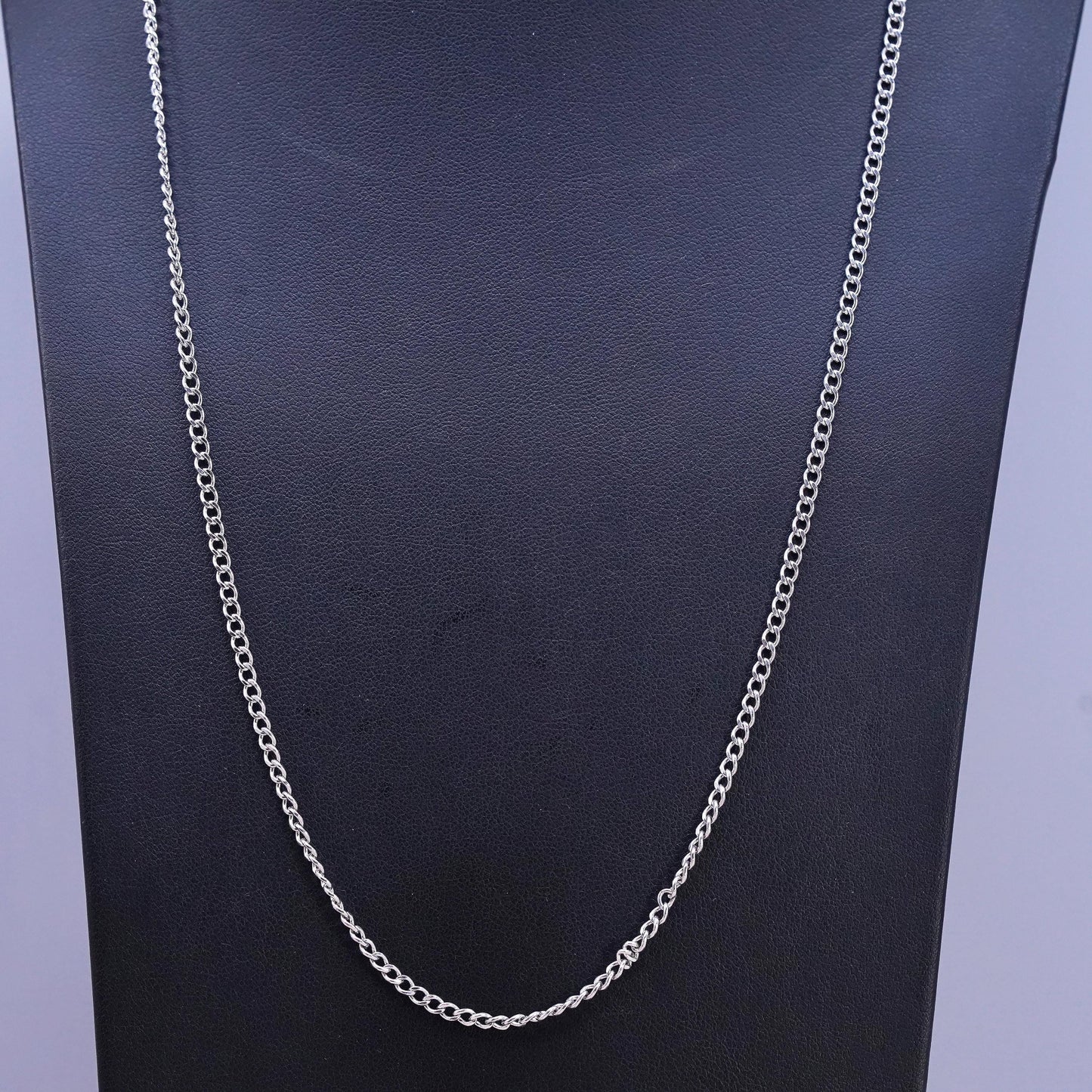 24" 3mm, vintage Sterling silver handmade necklace, 925 curb chain