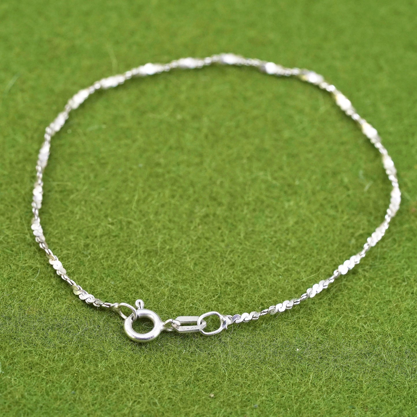 7", 1mm, Vintage sterling silver bracelet, Italy 925 twisted s link chain