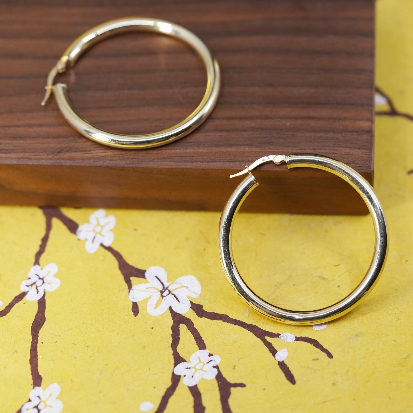 1.75", vermeil gold over Sterling silver earrings, 925 bold huggie hoops