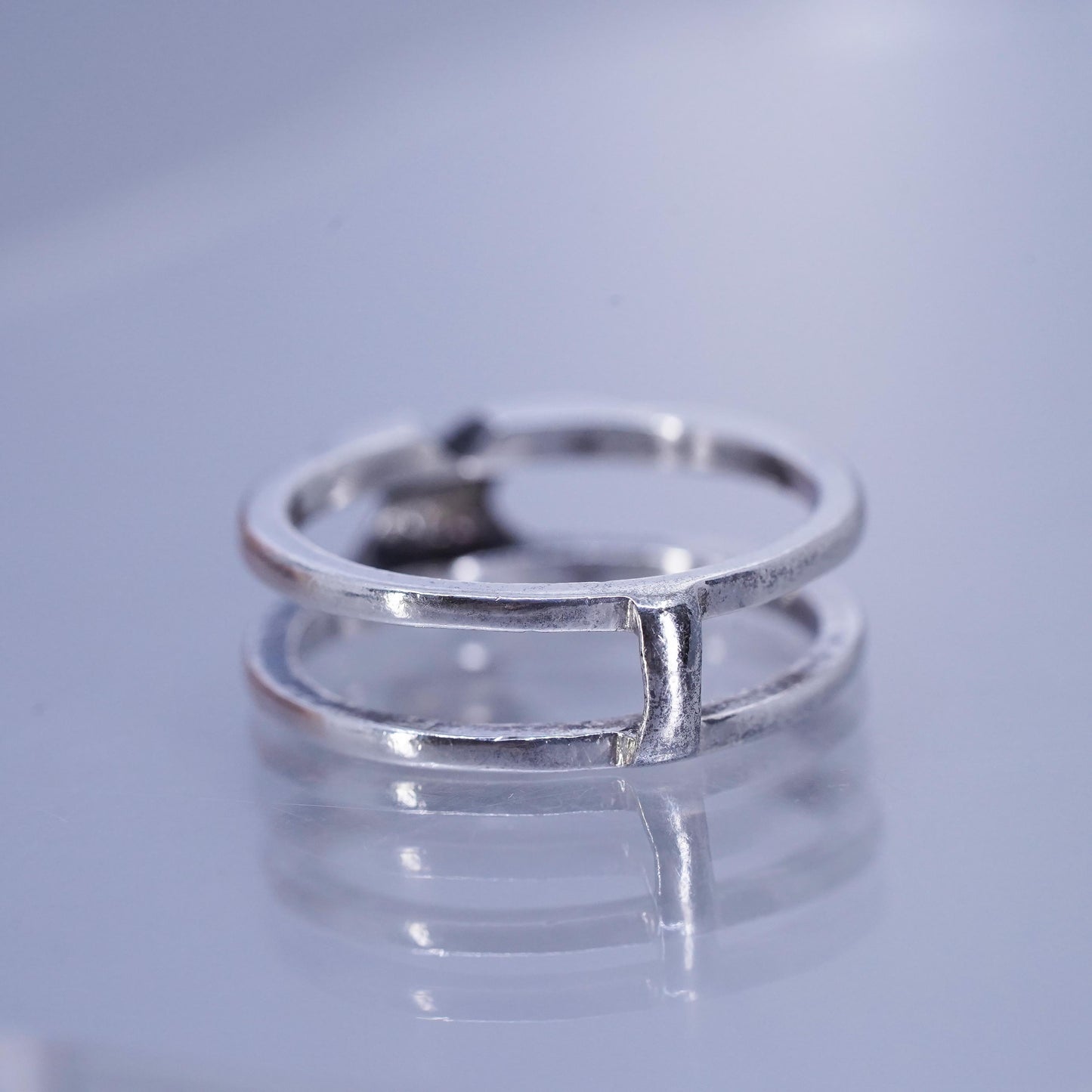 Size 10, vintage Sterling 925 silver ring, crossed double band