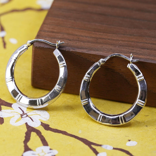 1”, Vintage Sterling silver handmade earrings, 925 silver hoops