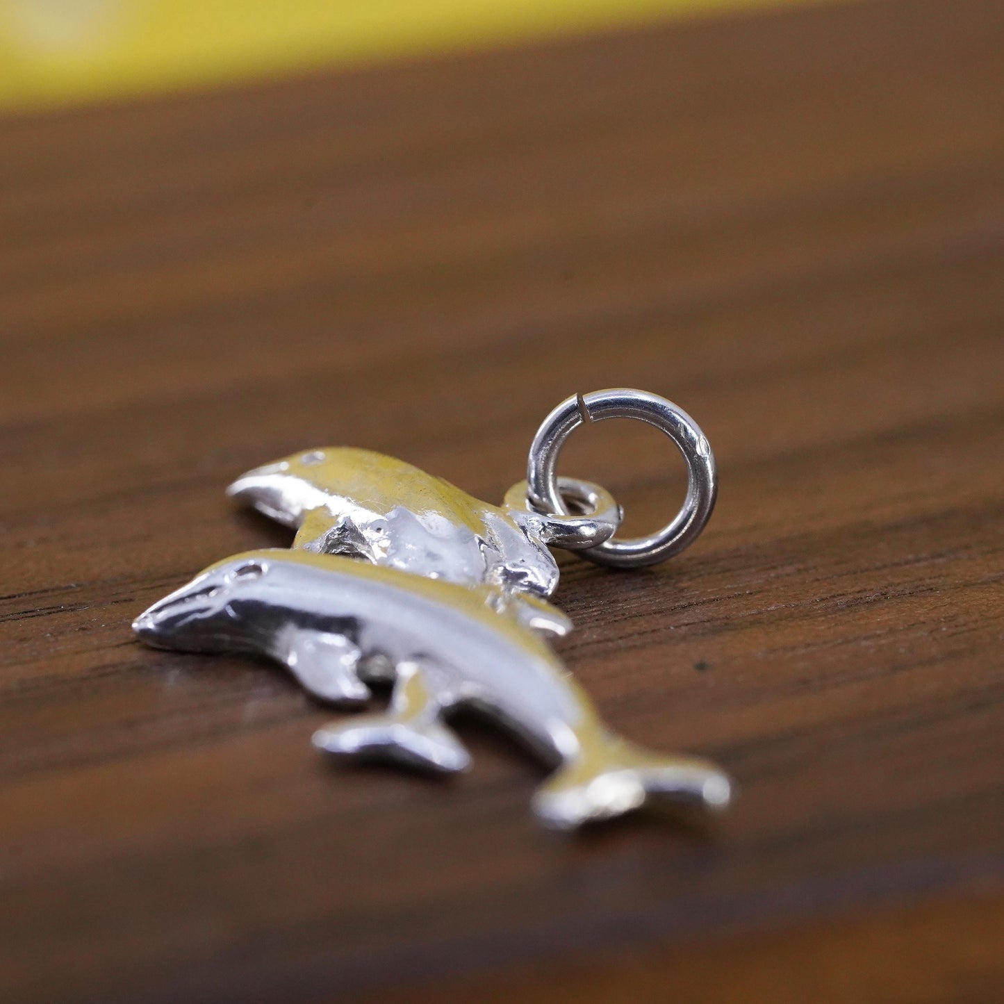 Vintage Sterling silver handmade pendant, 925 dolphin charm