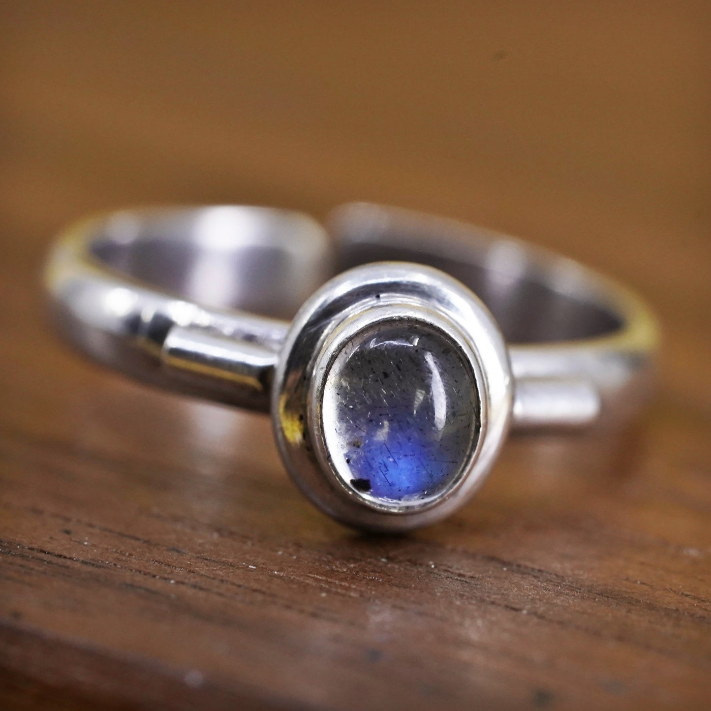 Size 3, vintage sterling silver handmade ring, 925 silver band with moonstone
