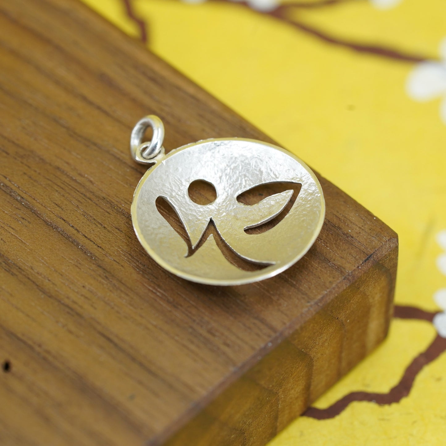 Vintage Sterling silver handmade pendant, 925 angel tag charm