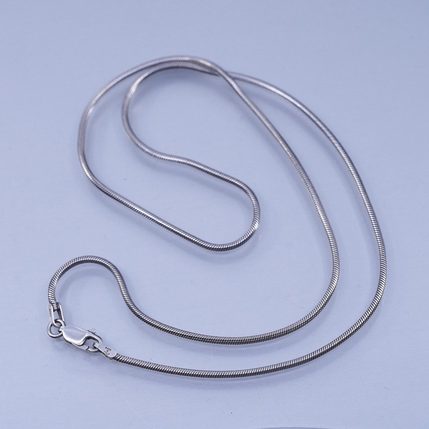 18” 1.6mm, vintage Sterling 925 silver snake chain necklace