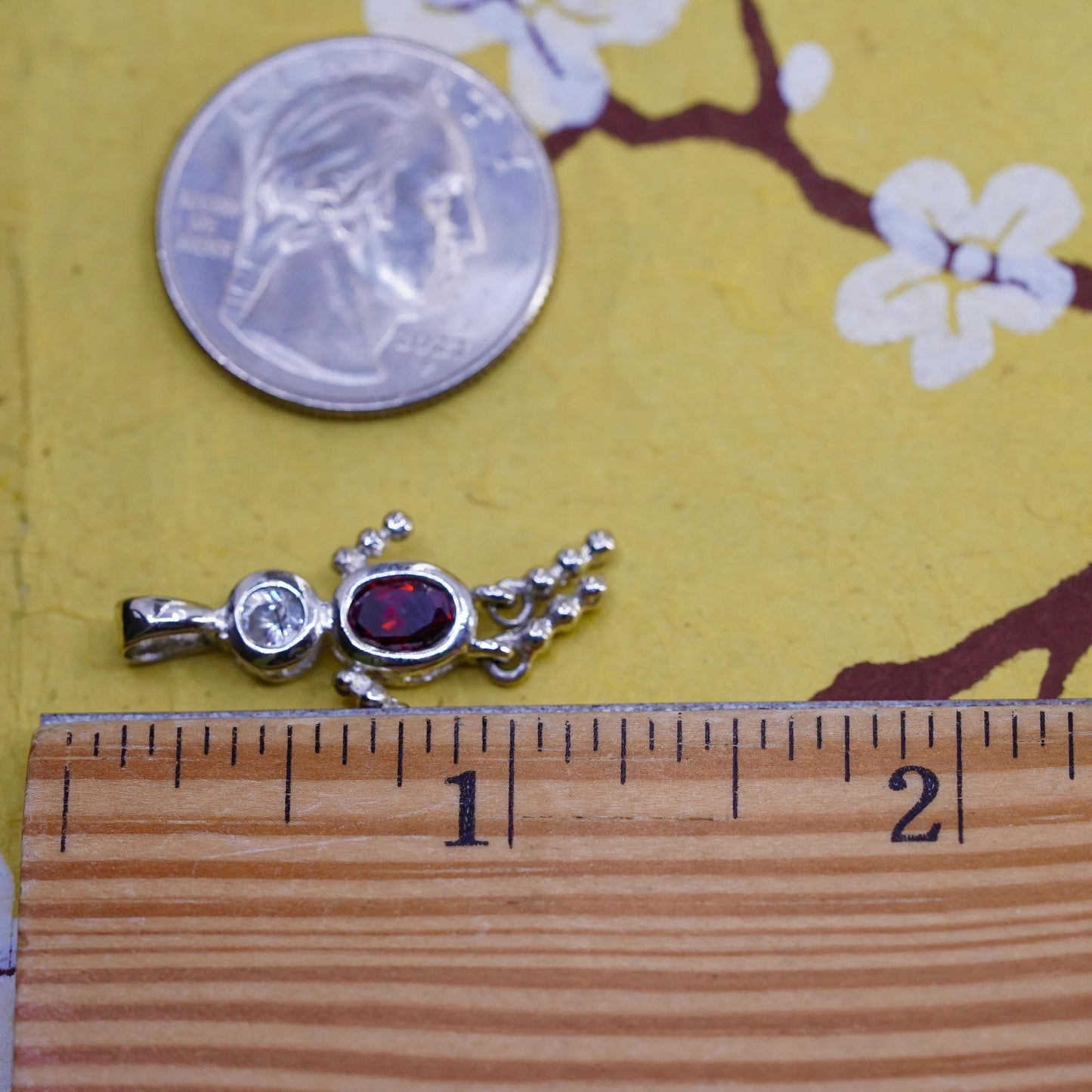 Vintage Sterling silver handmade pendant, 925 ruby boy
