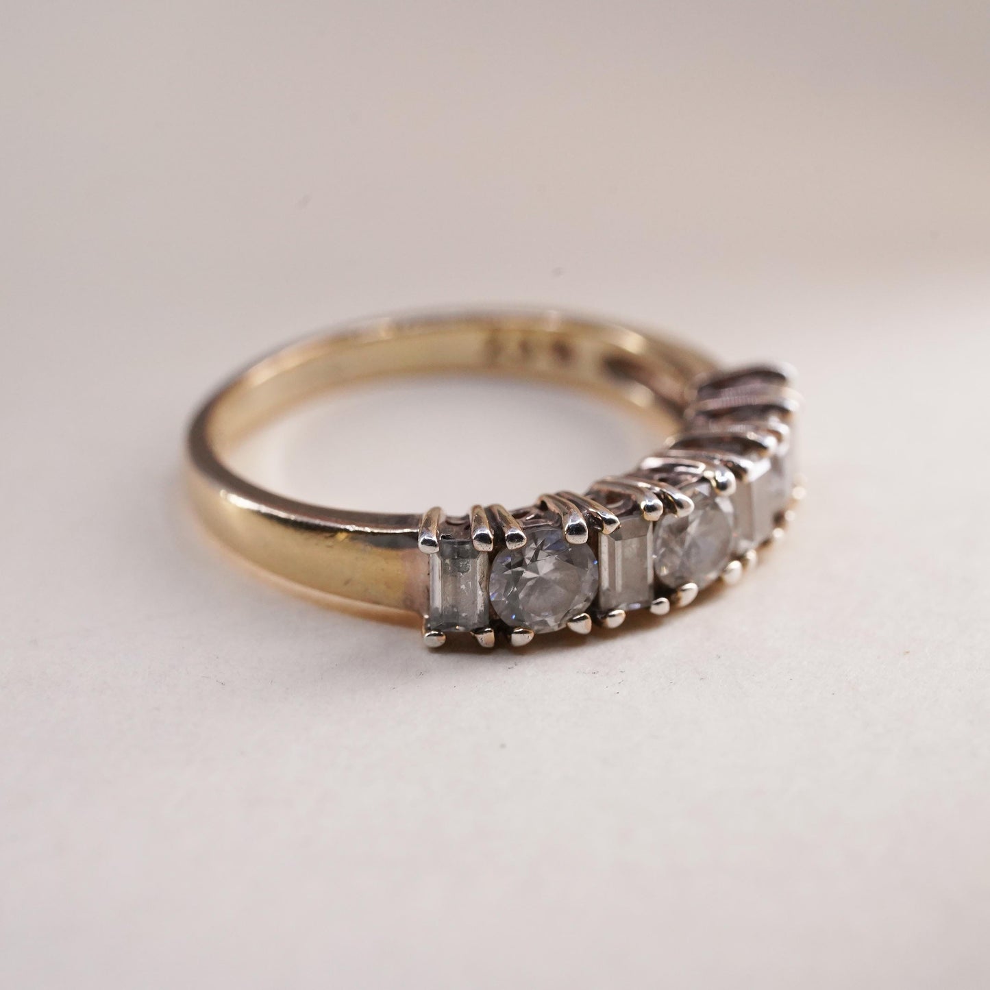 Size 7, vermeil rose gold over Sterling silver ring, 925 band with cluster Cz
