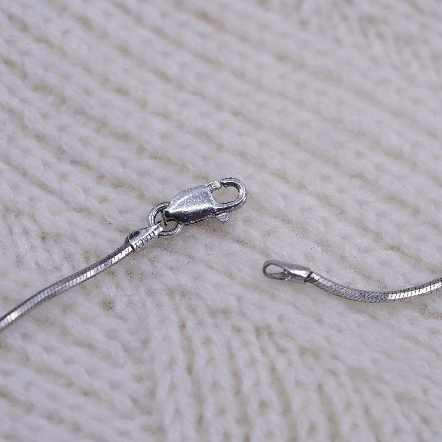 18", 1mm, Vintage sterling silver diamond cut snake chain, Italy 925 necklace