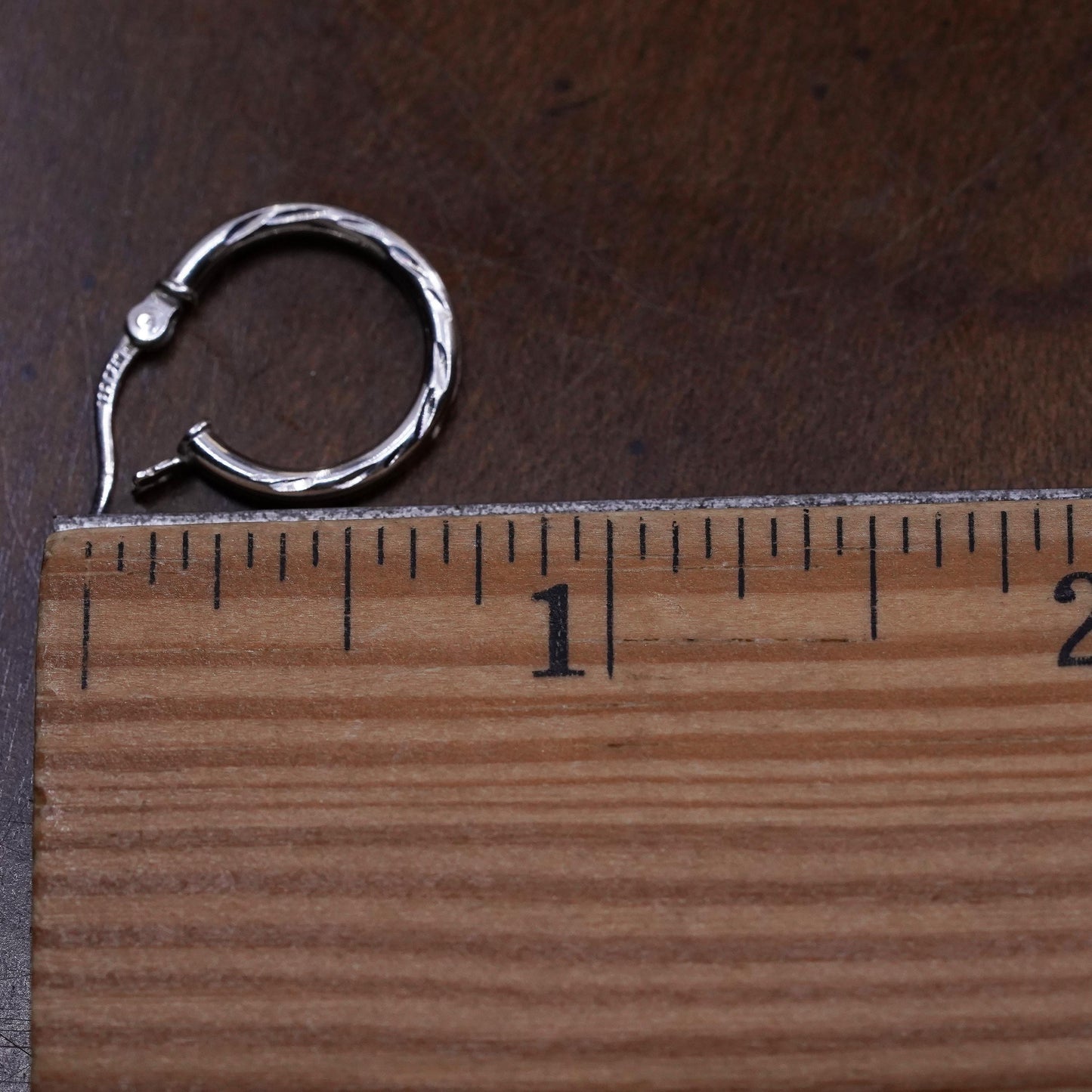 0.5", Vintage sterling silver loop single earring, minimalist textured hoop