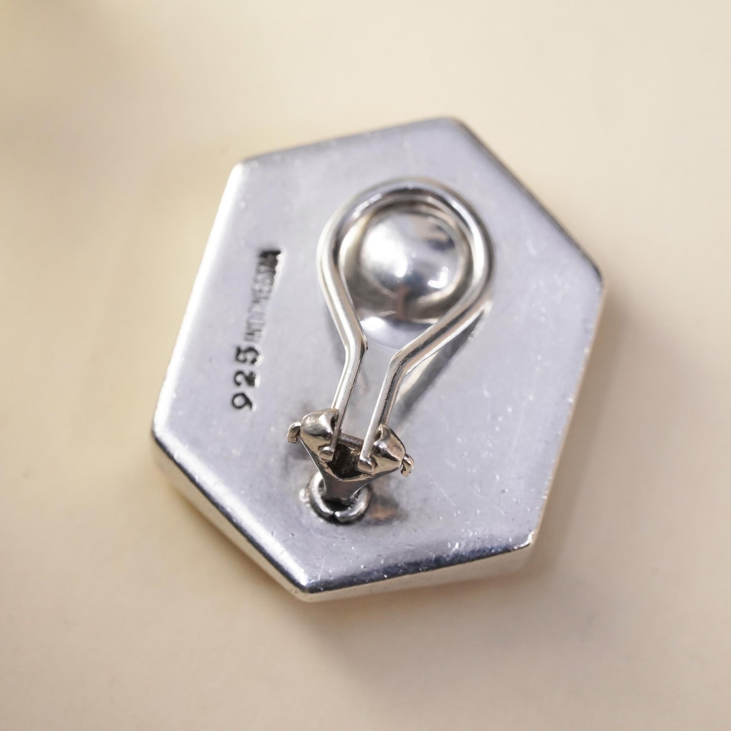 Lois Hills sterling silver handmade single earring, 925 silver chain clip on