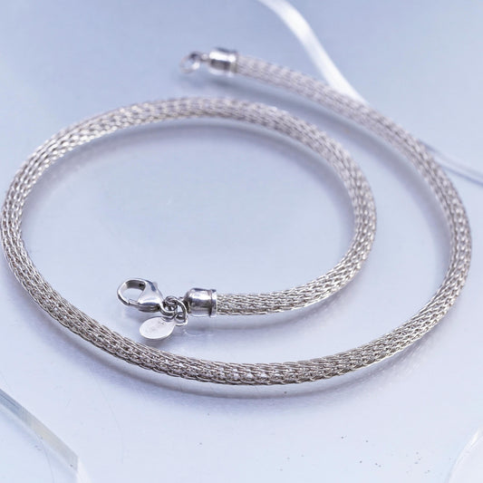 18” 4mm, vintage Sterling 925 silver handmade bold mesh chain necklace