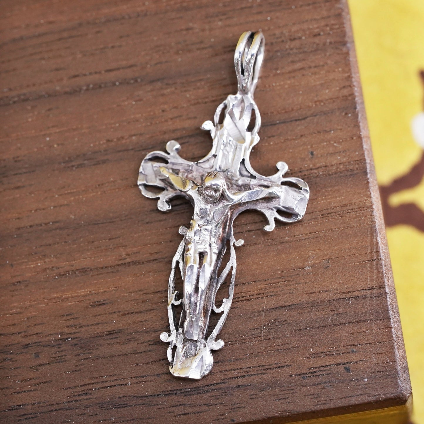 Vintage Sterling silver handmade pendant, 925 cross with Jesus