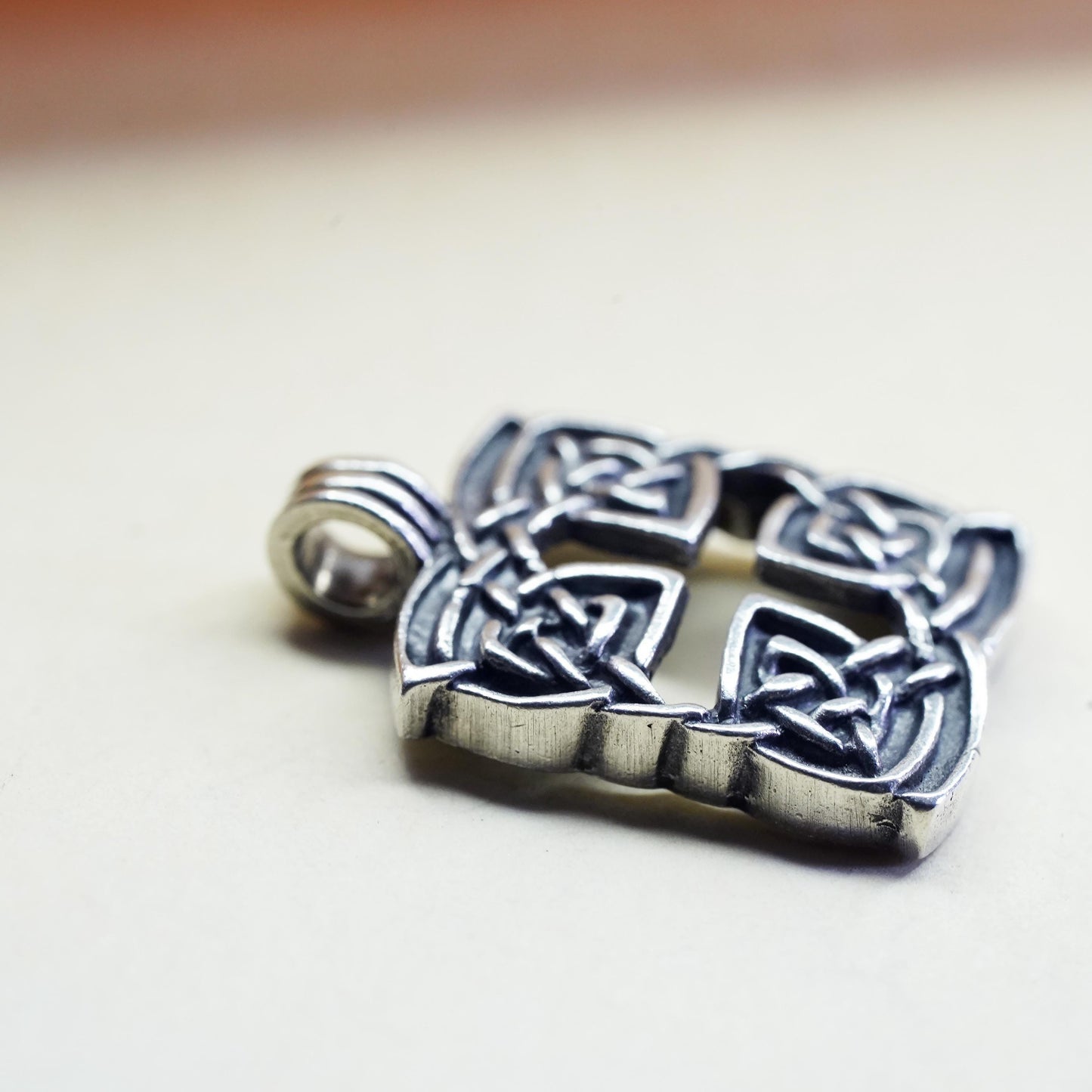 vintage sterling silver handmade pendant, 925 silver Irish Celtic knot charm