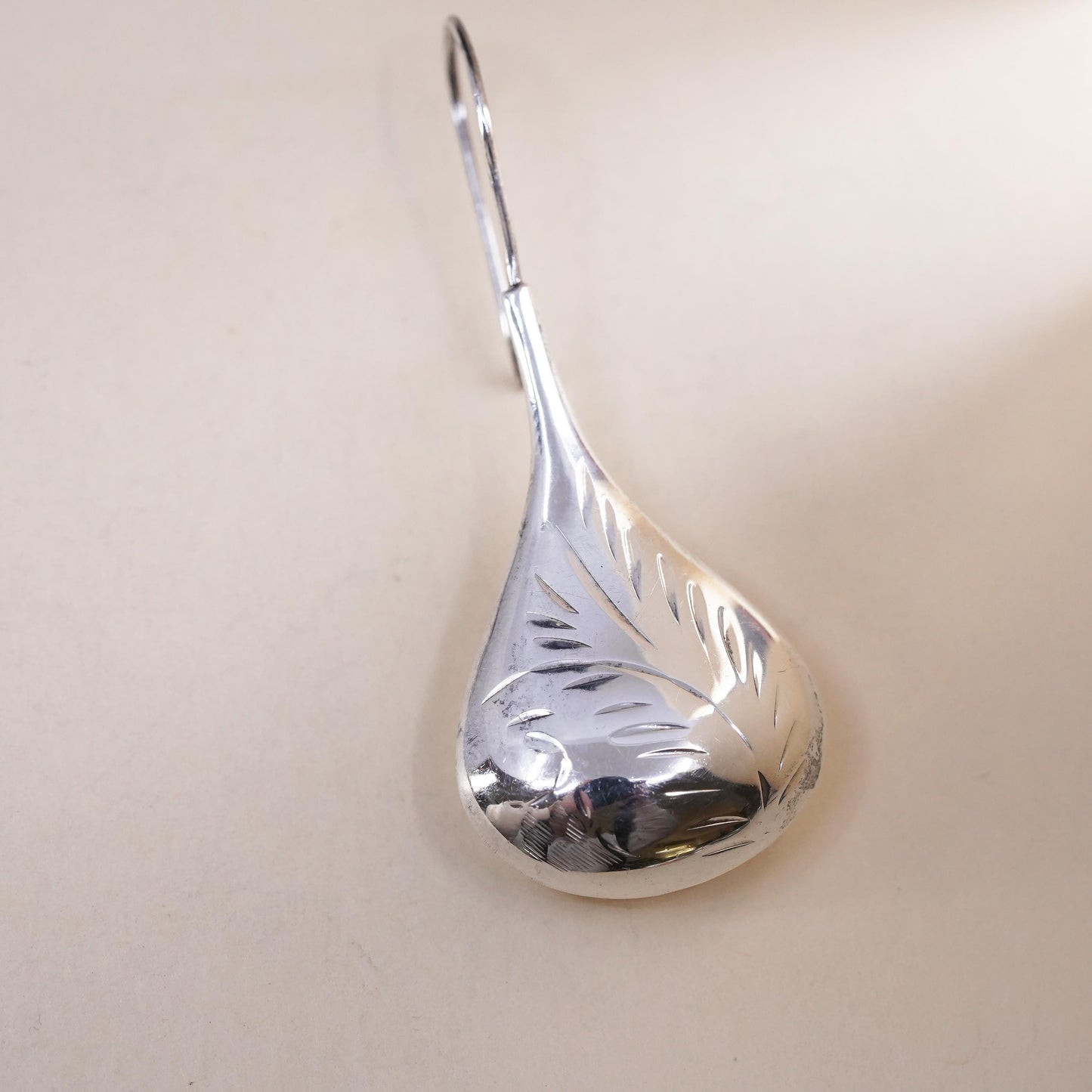 vintage modernist sterling silver 925 handmade single textured teardrop earring
