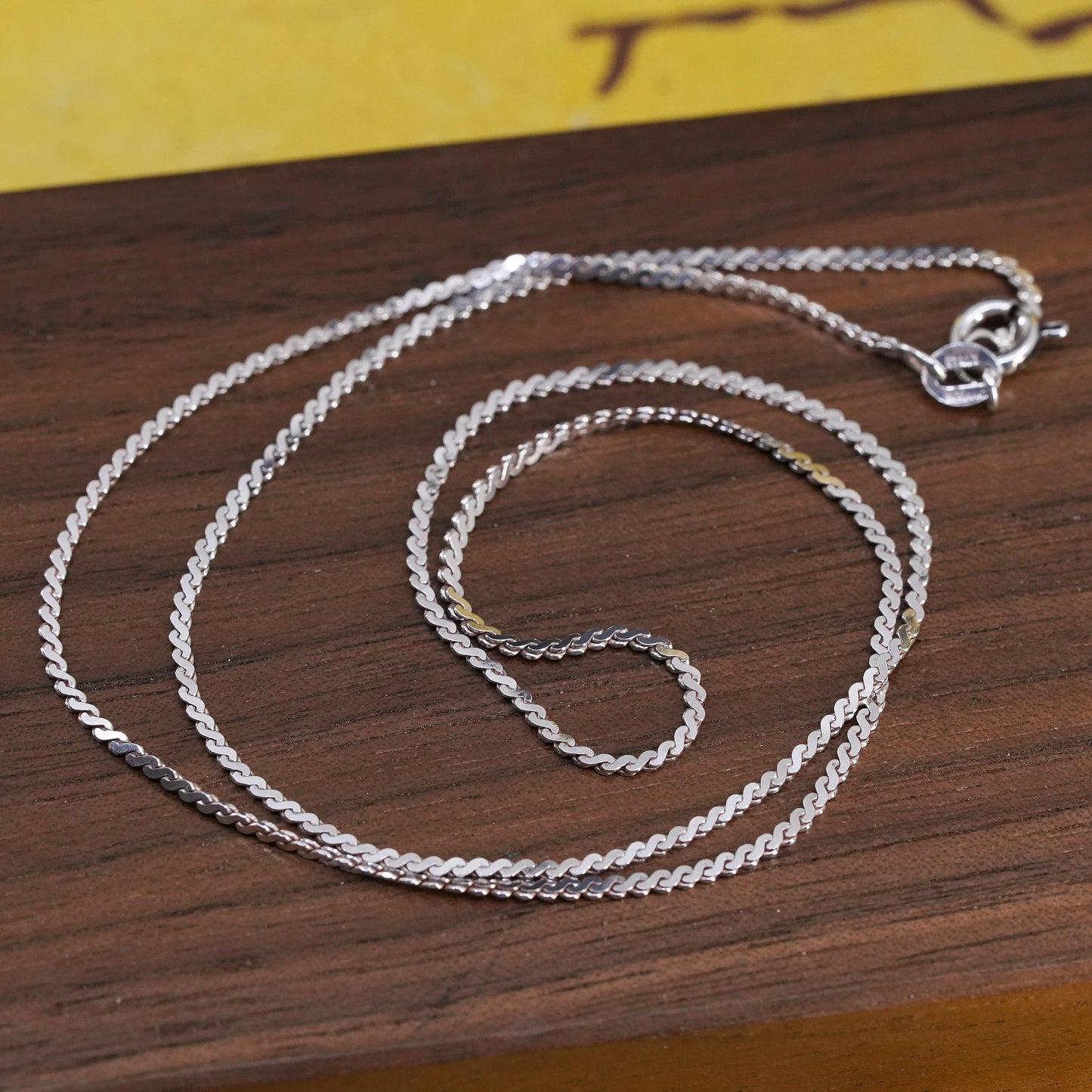 18" 1.6mm, vintage Italian Sterling silver necklace, 925 s link chain