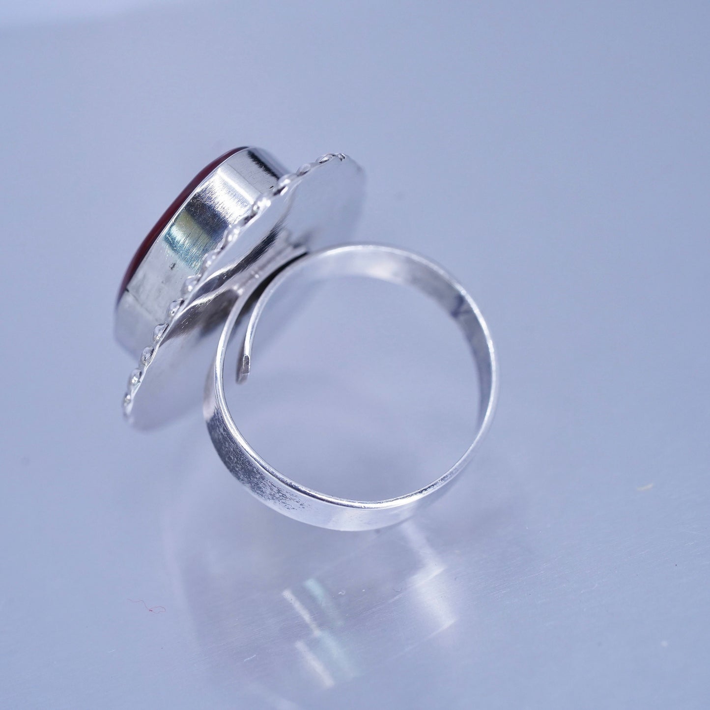 vintage southwestern Sterling 925 silver handmade ring with teardrop red jasper