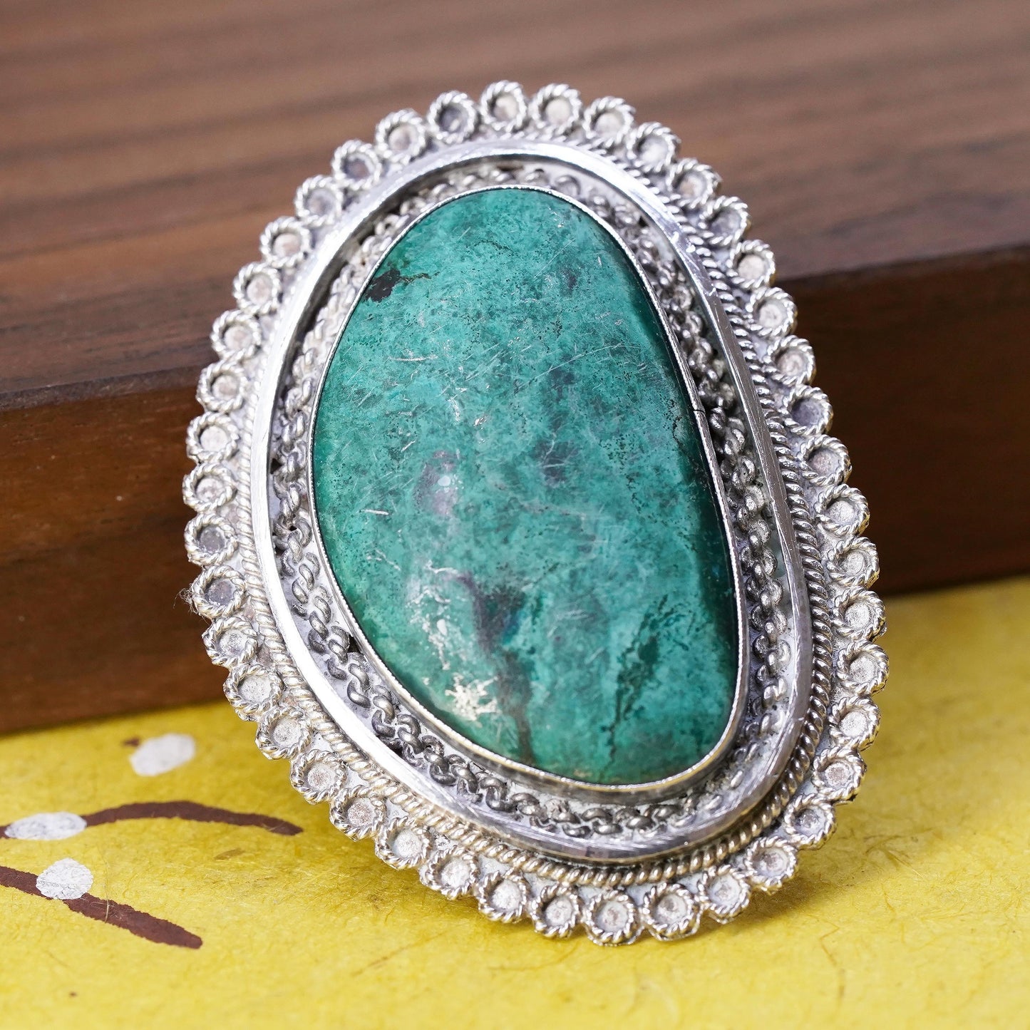 Vintage antique Israel sterling 925 silver butterfly pendant brooch turquoise