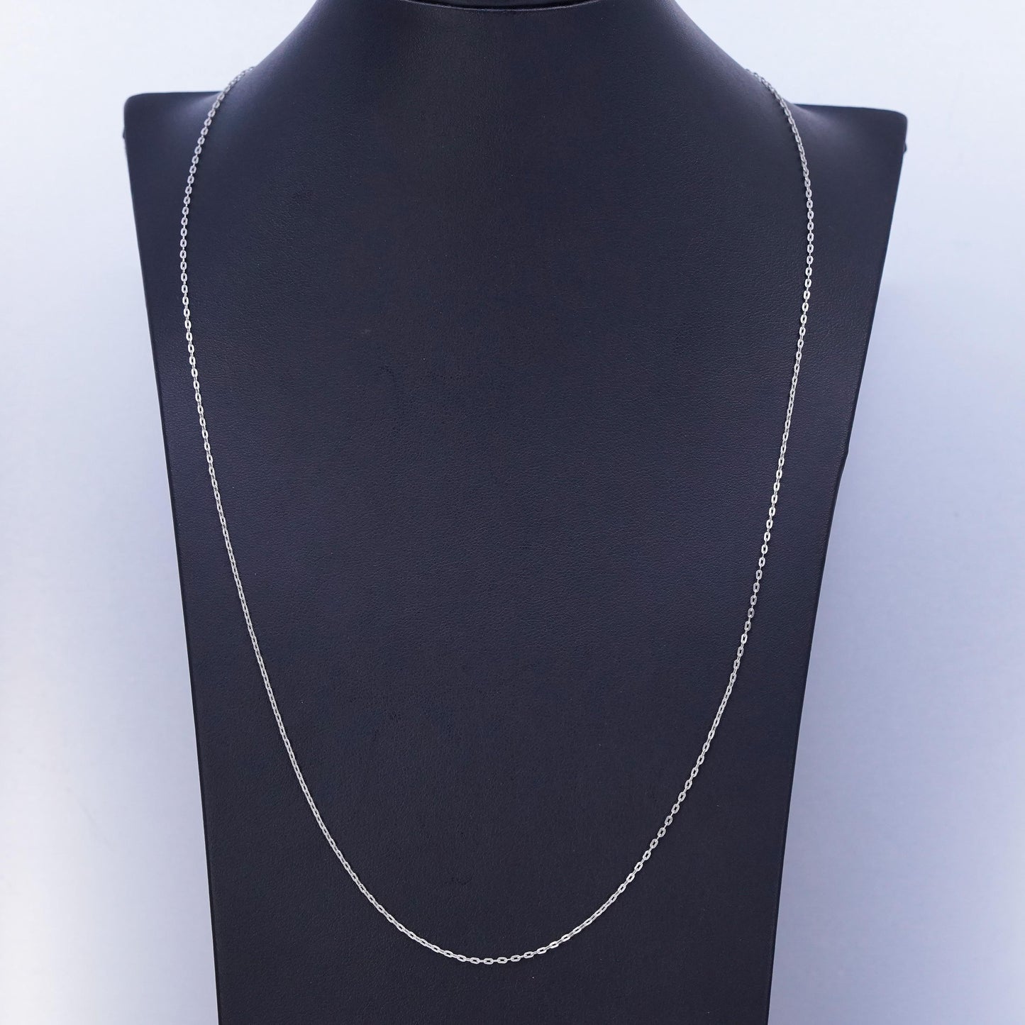 24” 1mm, vintage Sterling 925 silver elongated chain necklace