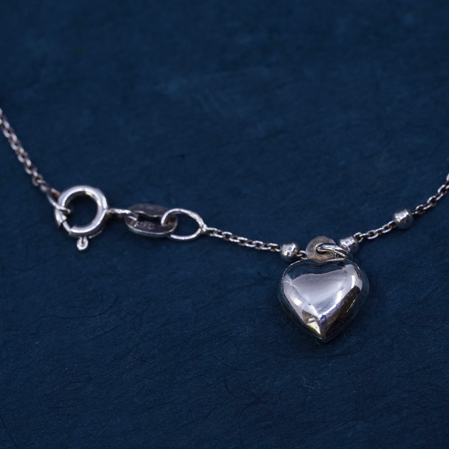 7", Sterling silver bracelet, 925 circle chain beads heart Virgin Mary Charms