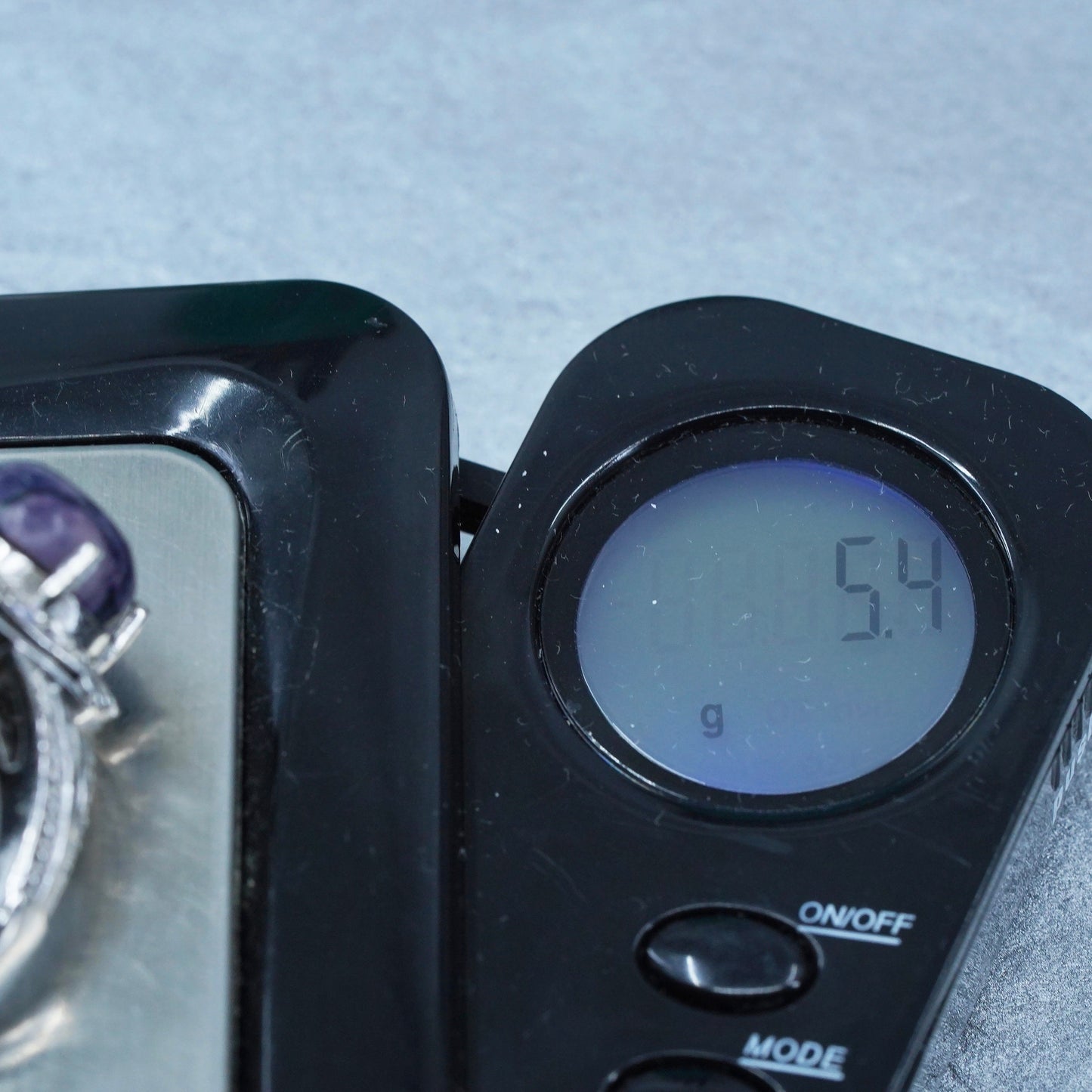 Size 10, Sterling 925 silver handmade ring with opalizted fluorite and amethyst