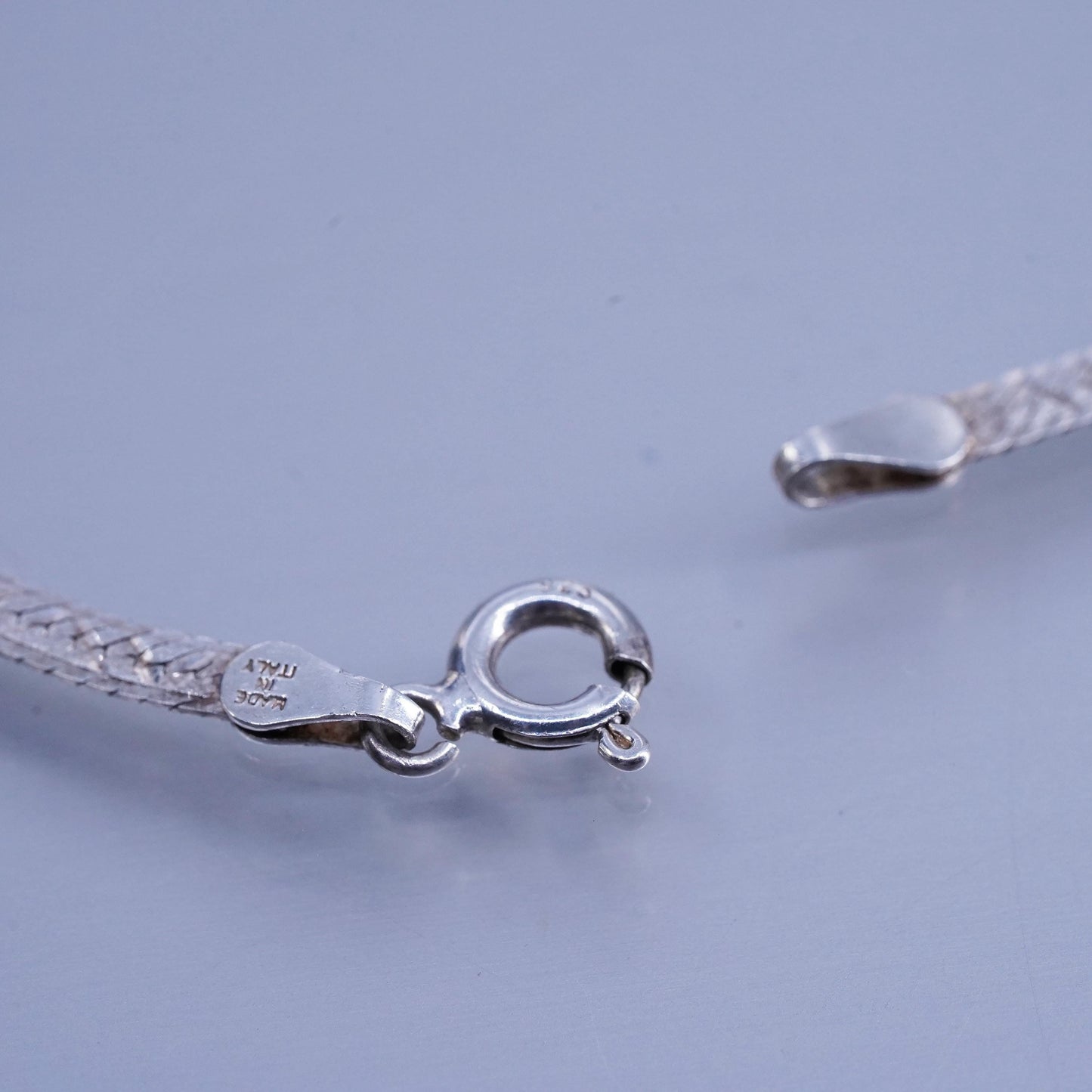 18”, vintage Italian Sterling 925 silver textured herringbone chain necklace